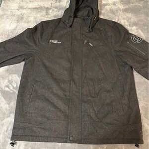 Ecko Function Mens XXL Charcoal Gray Wool Blend Hooded Quilted Parka Jacket